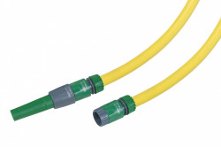 Batterie tuyau arrosage tricoté jaune 20m diam 15mm + 4 raccords et lance